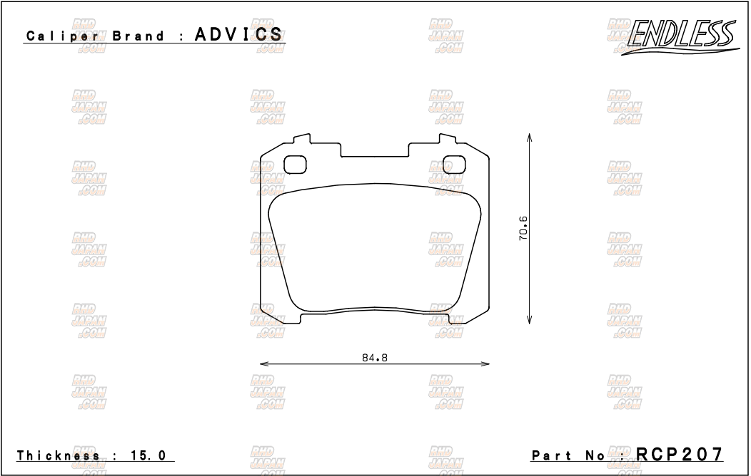 Endless Brake Pads Set Circuit Compound CC35 Type-E (N84M) Rear - BRZ ZD8 GR86 ZN8 ADVICS GR Monoblock